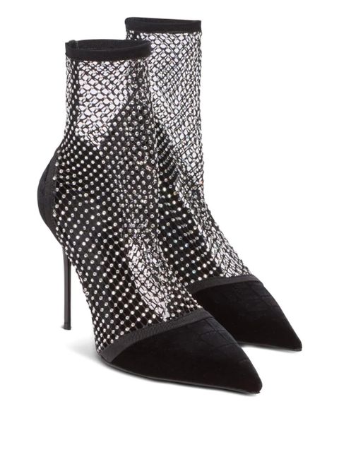 Balmain rhinestone-embellished mesh booties - Black - zdjęcie produktu nr 2