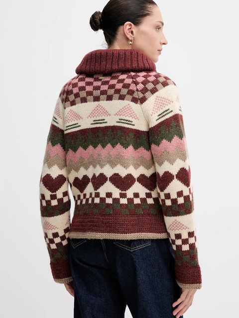 Barbour kardigan z dodatkiem wełny RUBY damski kolor czerwony ciepły LKN1695