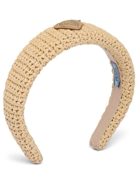 Prada triangle-logo raffia headband - Neutrals - zdjęcie produktu nr 1