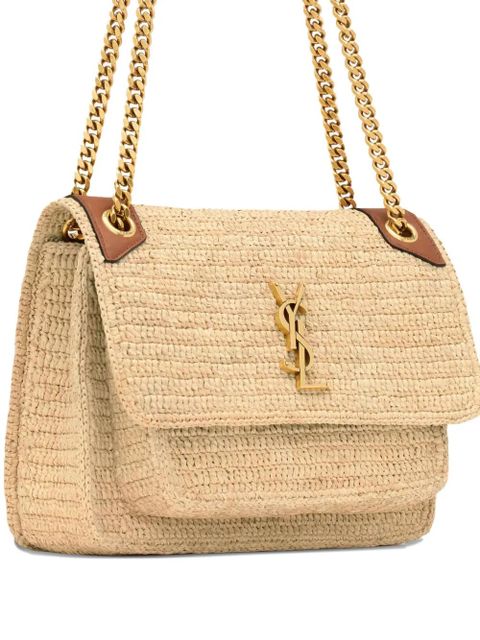 Saint Laurent medium Niki raffia-chain shoulder bag - Neutrals