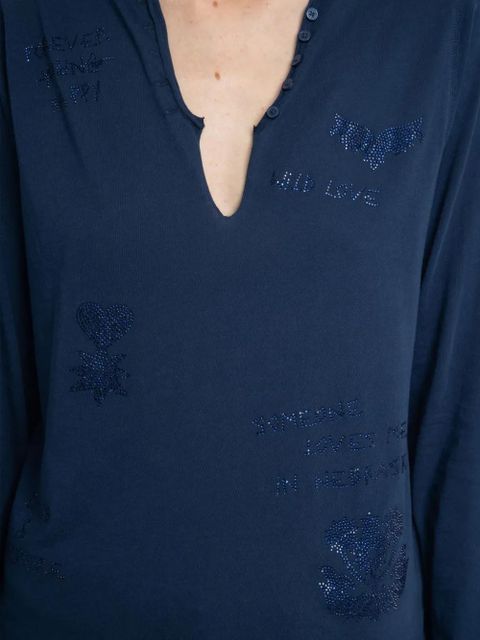 Zadig&Voltaire embellished V-neck top - Blue