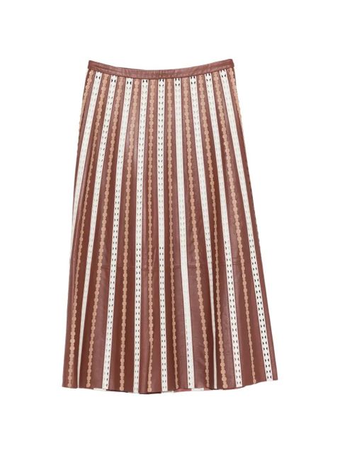 Yves Salomon striped leather midi skirt - Brown - zdjęcie produktu nr 1