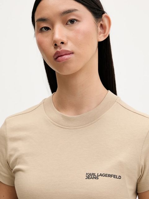Karl Lagerfeld Jeans t-shirt bawełniany damski kolor beżowy A1W17004