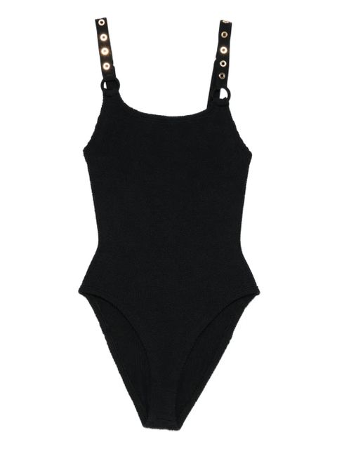 Hunza G Melody eyelet-detail swimsuit - Black - zdjęcie produktu nr 1