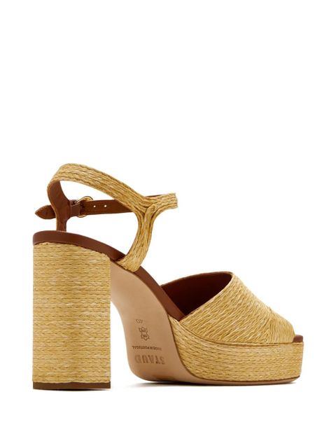 STAUD 90mm Jodie raffia platform sandals - Neutrals