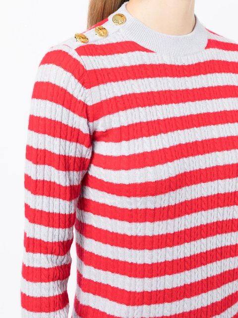 GANNI striped cable knit jumper - Red