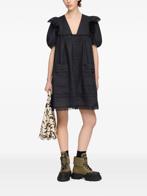 GANNI ruffled lace-trim dress - Black - zdjęcie produktu nr 2