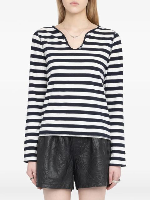 Zadig&Voltaire striped embellished long-sleeve T-shirt - White