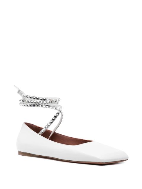 Amina Muaddi Anne lace-up leather ballerinas - White