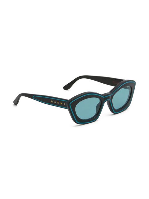 Marni Eyewear logo-print oval-frame sunglasses - Black