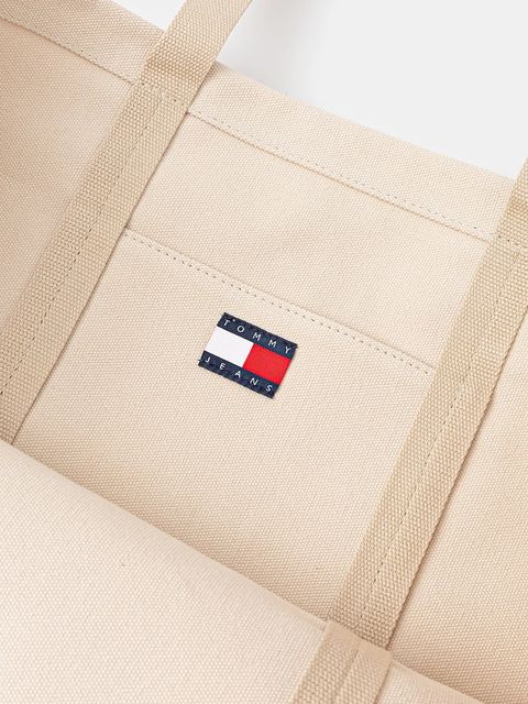 Tommy Jeans torebka bawełniana kolor beżowy AW0AW17542