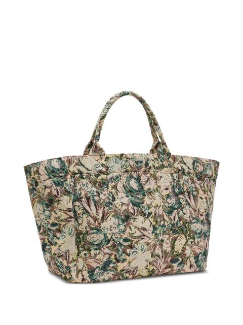 GANNI large floral-pattern tapestry-effect tote bag - Neutrals