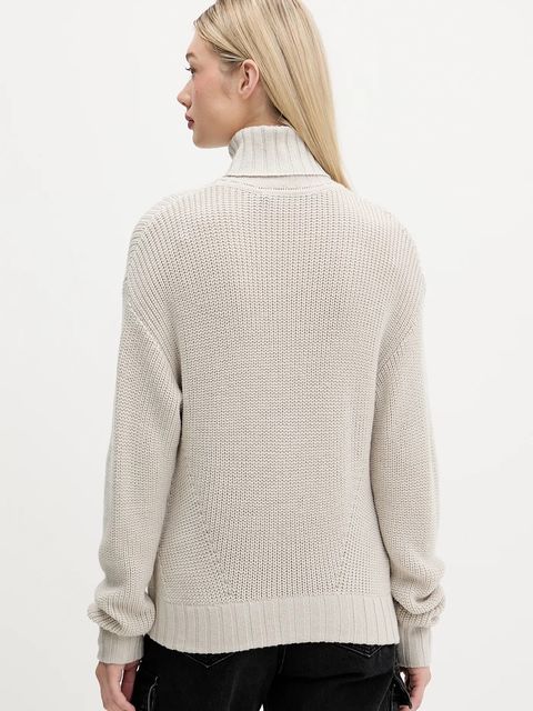 Karl Lagerfeld Jeans sweter z wełną damski kolor beżowy z golfem A4W18020