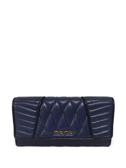 Miu Miu quilted leather wallet - Blue - zdjęcie produktu nr 1