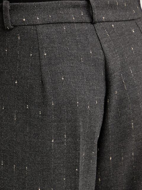 Haveone spodnie damskie kolor szary szerokie high waist PGE-P065