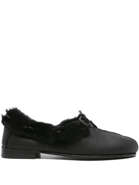 Hereu fur-trimmed leather loafers - Black - zdjęcie produktu nr 1