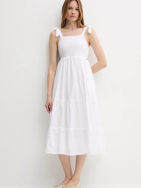 Pepe Jeans sukienka kolor biały midi rozkloszowana PL953749 - zdjęcie produktu nr 2