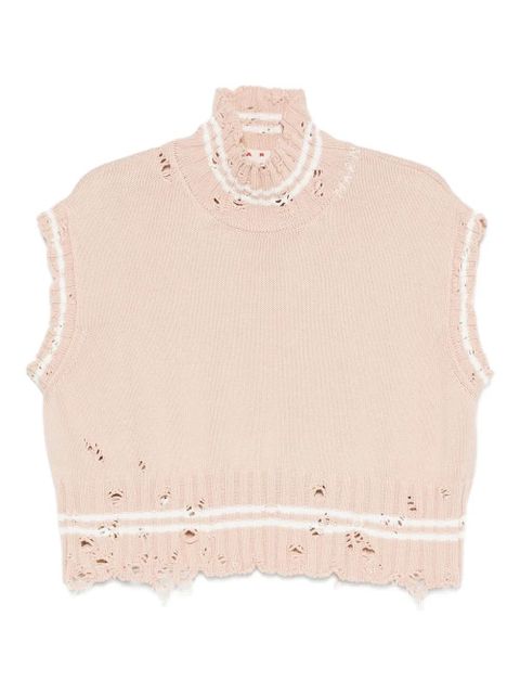 Marni high-neck frayed knitted top - Pink - zdjęcie produktu nr 1