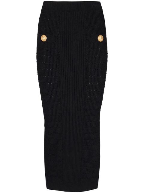 Balmain ribbed-knit pencil skirt - Black - zdjęcie produktu nr 1