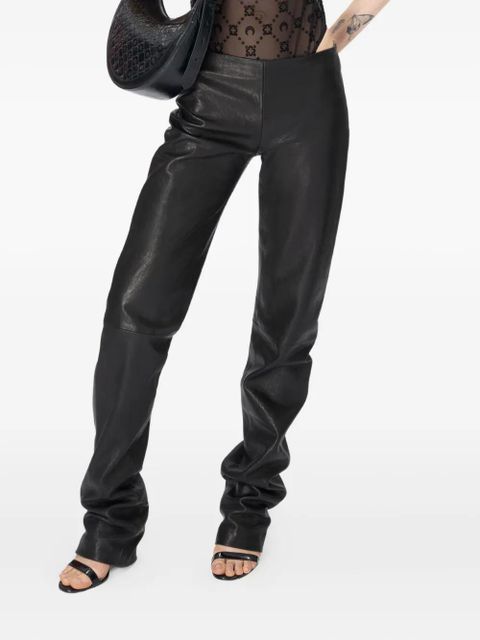 Marine Serre satin-grain leather trousers - Black - zdjęcie produktu nr 1