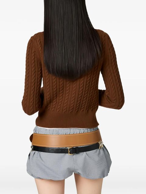 Miu Miu cable-knit cashmere cardigan - Brown