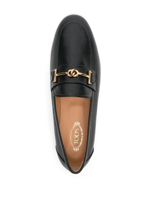 Tod's logo-plaque leather loafers - Black
