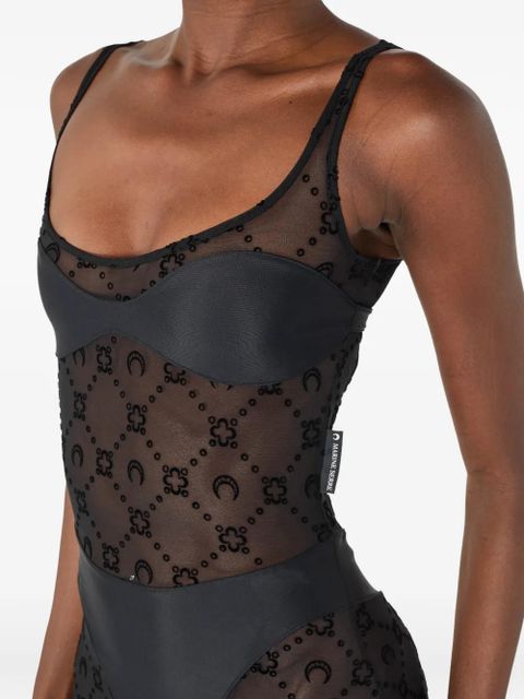 Marine Serre moonogram mesh catsuit - Black