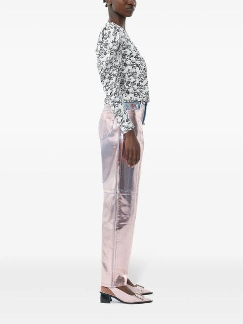 GANNI floral-print wrap blouse - White