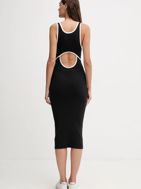 Calvin Klein Jeans sukienka kolor czarny midi dopasowana LV047D301G