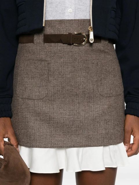 SANDRO check-pattern layered mini skirt - Brown