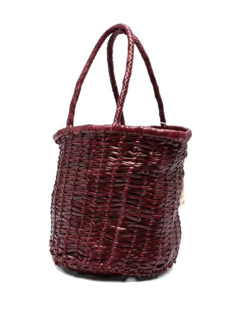 DRAGON DIFFUSION braided leather bucket bag - Red