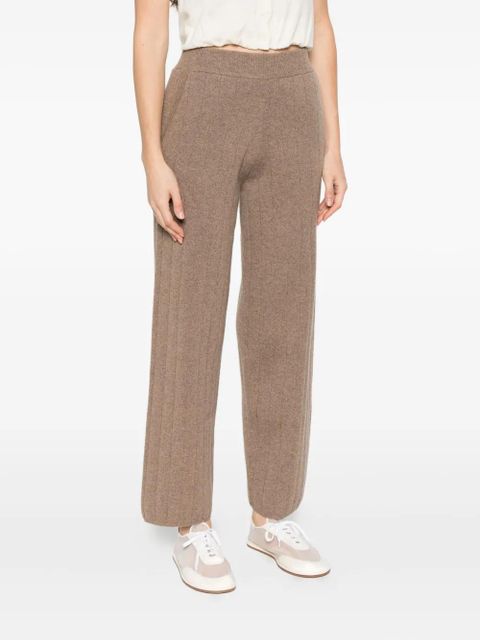 Max Mara ribbed cashmere straight-leg trousers - Brown