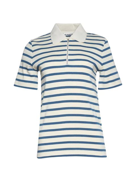 Jil Sander striped-pattern zip-collar polo shirt - Neutrals - zdjęcie produktu nr 1