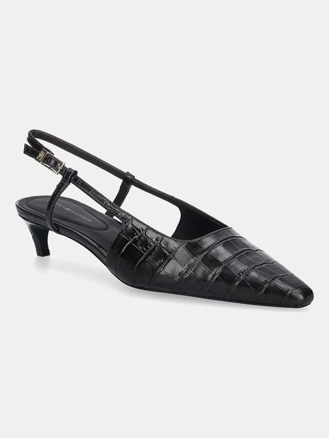 Tommy Hilfiger szpilki skórzane CROC SLINGBACK SLANTED HEEL kolor brązowy FW0FW08990 - zdjęcie produktu nr 1
