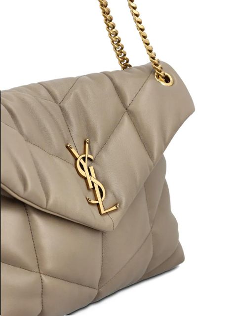 Saint Laurent medium puffer bag in lambskin leather - Neutrals