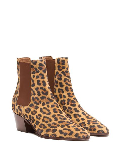 Casadei 50mm leopard-print block-heel ankle boots - Brown