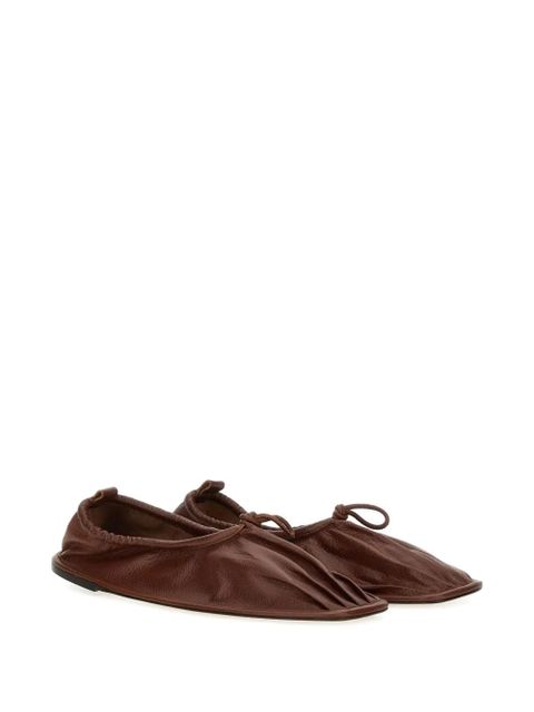 Hereu puntera gathered leather ballet flats - Brown