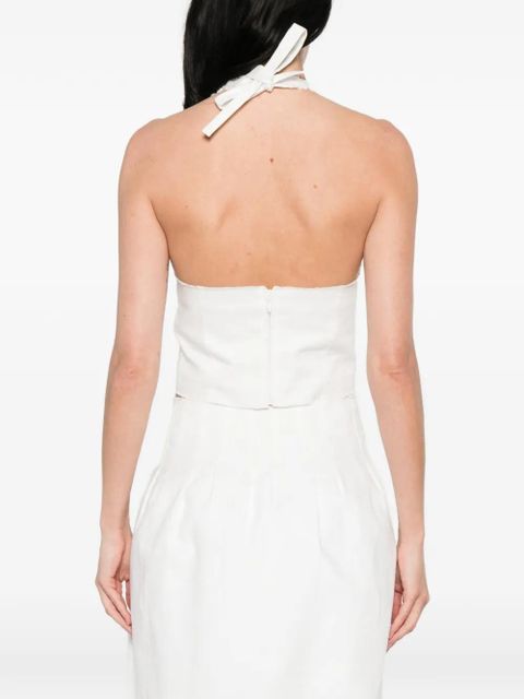 SHUSHU/TONG floral halterneck crop top - White