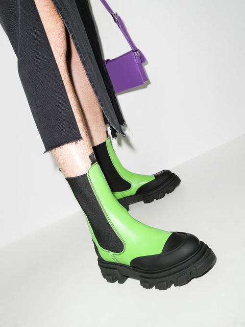 GANNI chunky-sole ankle boots - Green