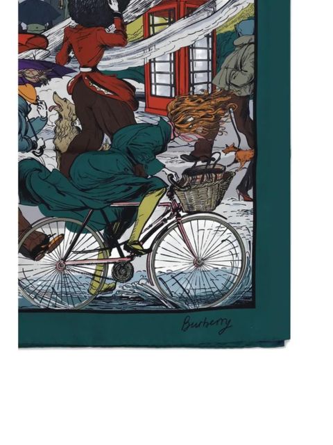 Burberry Raining Cats and Dogs silk scarf - White