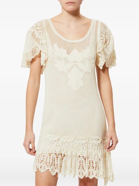 ISABEL MARANT Diena lace-panel mini dress - Neutrals