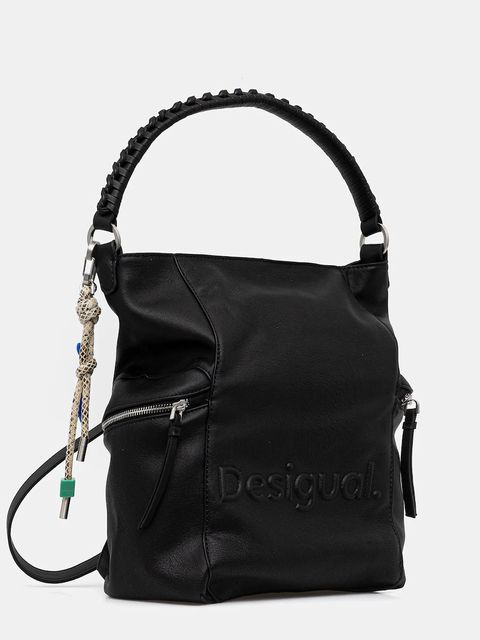 Desigual plecak HALF LOGO ARICA damski kolor czarny mały gładki 25WAKP07 - zdjęcie produktu nr 2