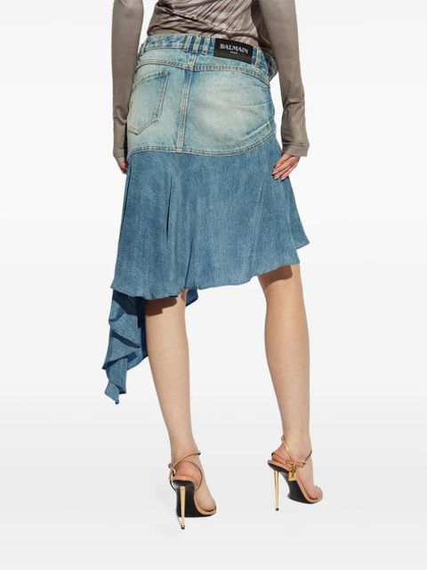 Balmain asymmetric midi skirt - Blue
