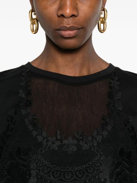 TWINSET lace-detail short-sleeve top - Black