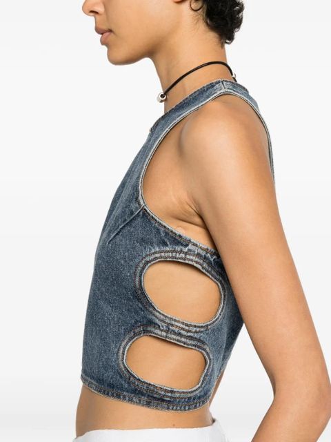 Chloé cut-out acid-wash top - Blue