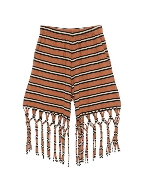 Nanushka Analu fringed striped shorts - Brown - zdjęcie produktu nr 1