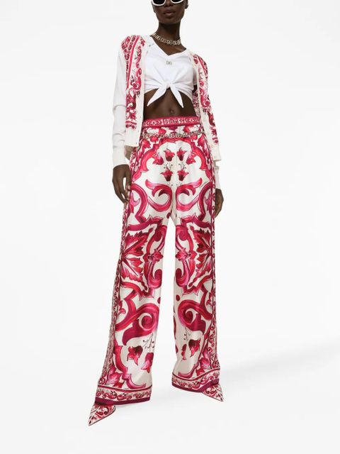 Dolce & Gabbana logo-embroidered tie-waist T-shirt - White