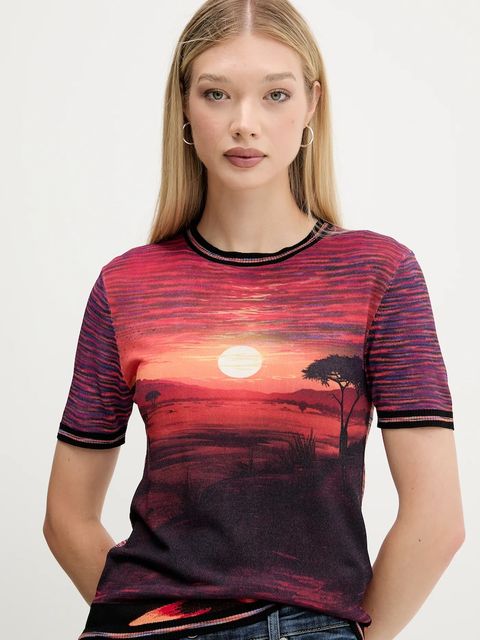 Desigual t-shirt AFRICA damski kolor pomarańczowy 25WWTF05