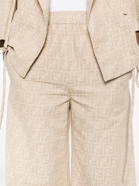 FENDI FF-jacquard elasticated-waist trousers - Neutrals