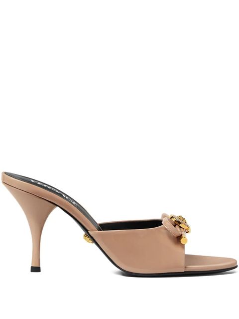 Versace 85mm bow-embellished leather sandals - Neutrals - zdjęcie produktu nr 1